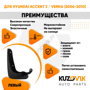 Брызговик передний правый Hyundai Accent 3 / Verna (2006-2010) KUZOVIK Брызговик передний правый Hyundai Accent 3 / Verna (2006-2010) KUZOVIK