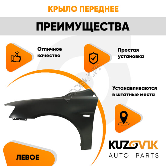 Крыло переднее левое Mitsubishi Lancer 10 (2007-2014) KUZOVIK Крыло переднее левое Mitsubishi Lancer 10 (2007-2014) KUZOVIK