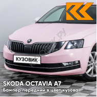Бампер передний в цвет кузова Skoda Octavia A7   (2017-2021) рестайлинг LF3F - RUZOVA BABY - Розовый