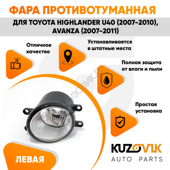 Фара противотуманная левая Toyota Highlander U40 (2007-2010), Avanza (2007-2011) KUZOVIK