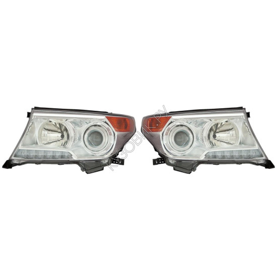 Фары Тойота Лэнд Крузер Toyota LandCruiser 200 (2012-) комплект 2 штуки левая и правая DEPO высокое качество